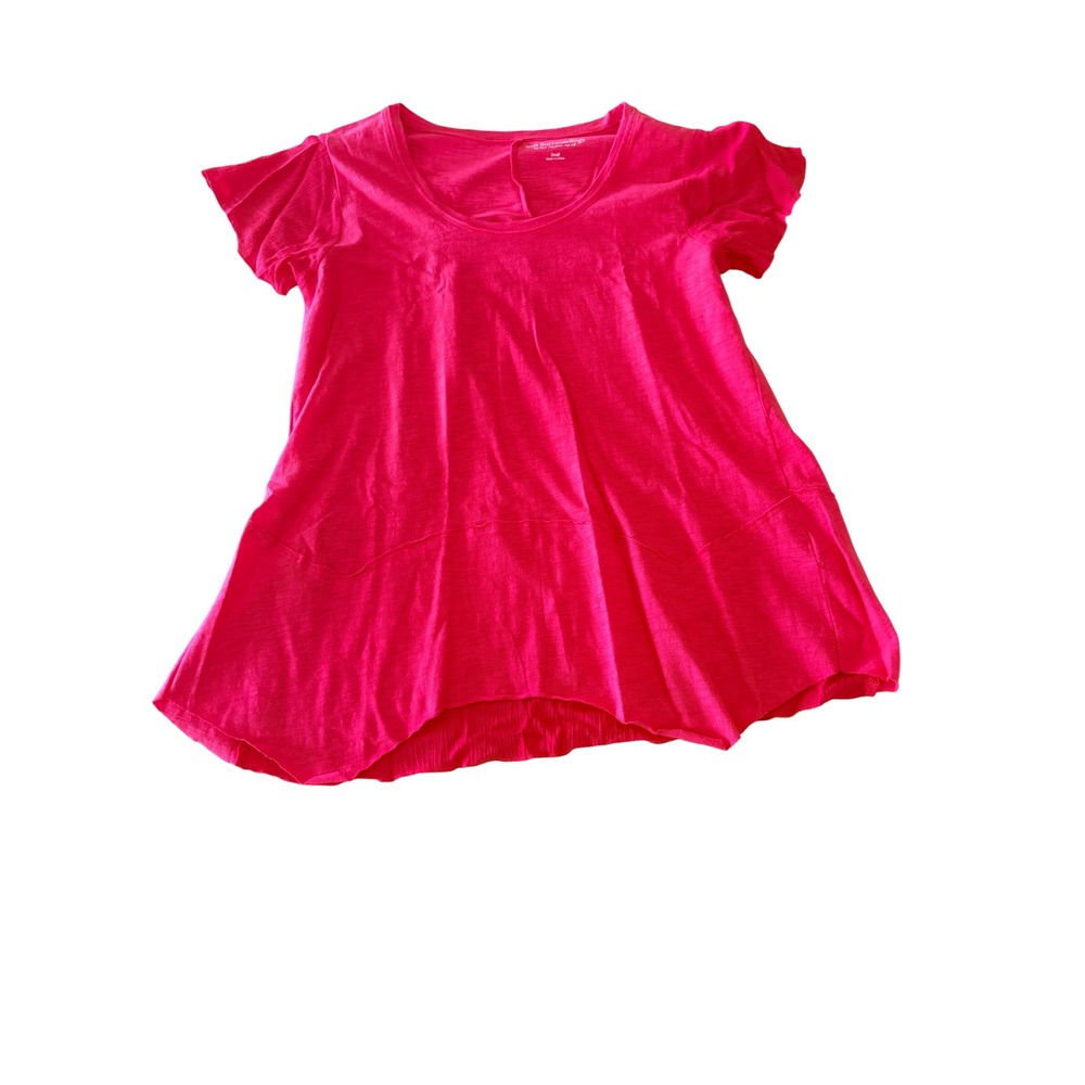 Soft Surroundings Coral Pink Gauzy Back Flutter Sleeve Top Sz Small
